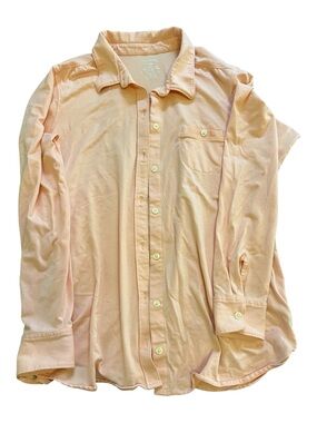 LL Bean Supima Cotton Modal Stretch Long Sleeve Button Down Shirt Peach L